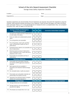 School of the Arts Hazard Assessment Checklist - Storage Areas Safety Inspection Checklist.pdf
