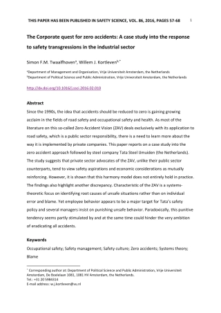 Twaalfhoven+&+Kortleven+(2016)+The+corporate+quest+for+zero+accidents+(Safety+Science)+-+author+version.pdf