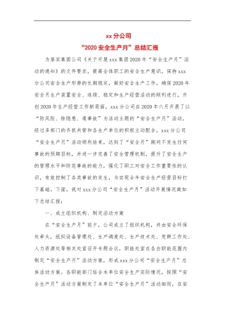 2020安全月总结精华范本5.docx