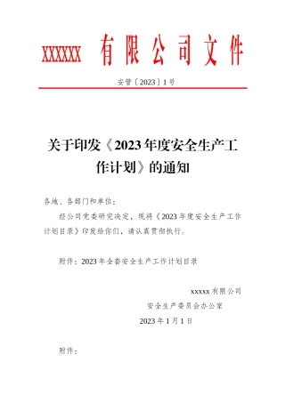 2023年度全套安全生产工作计划.docx