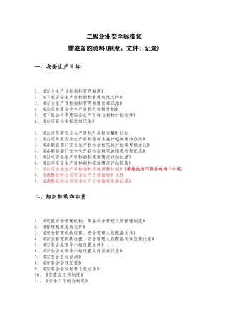 二级安全标准化达标资料清单.docx