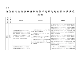 山东省风险隐患双重预防体系建设与运行情况执法检查表.docx