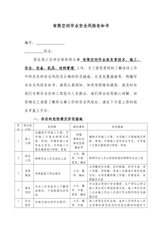 有限空间作业安全风险告知书.docx