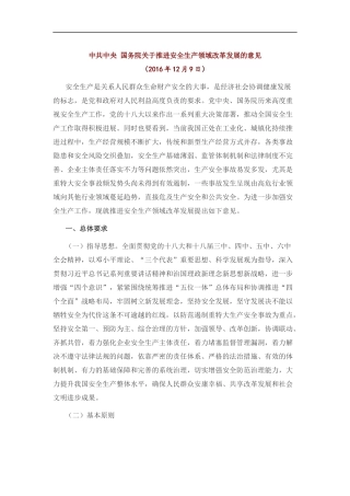 中共中央国务院关于推进安全生产领域改革发展的意见30条.docx