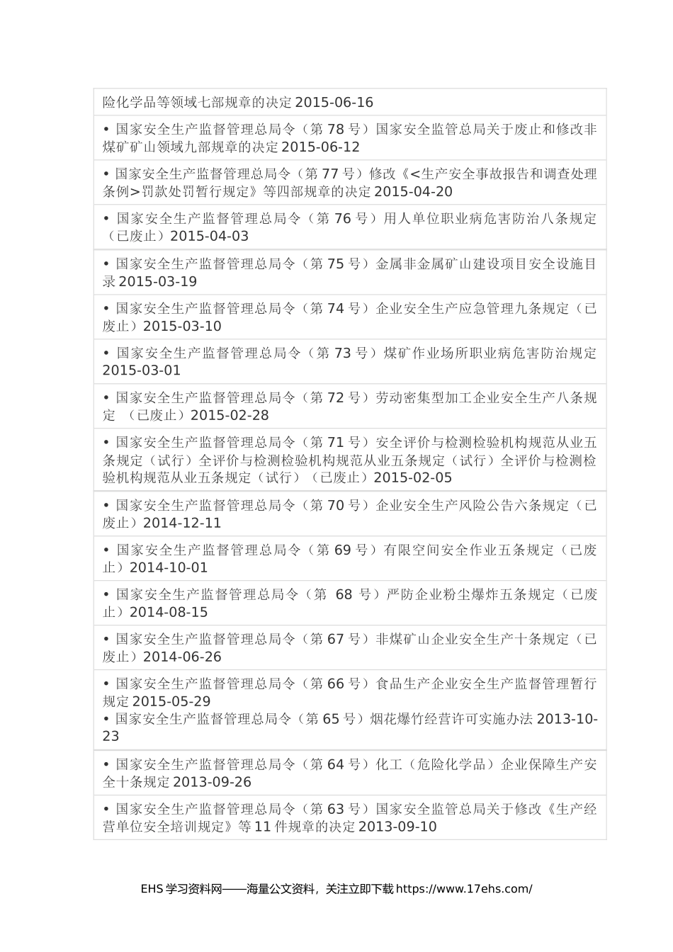 ..安监总局、应急管理部令清单（年月版）.docx_第2页