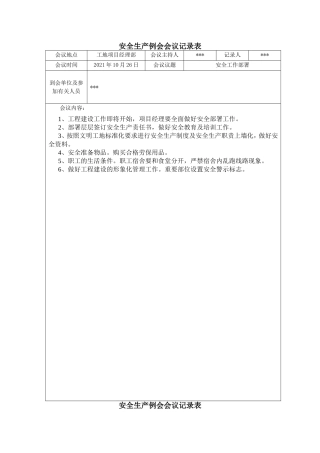 【例会模板】安全生产例会会议记录表（17页）.doc