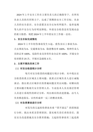 2. 2024上半年年安全工作总结二.docx