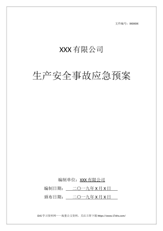 2019不建议发..综合预案：生产安全事故应急预案（已评审，页）.docx