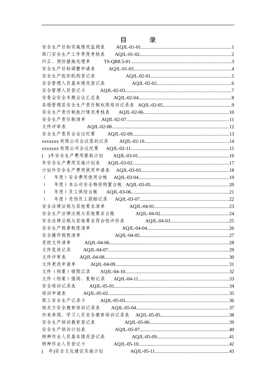 安全生产标准化按13要素汇总的表格113份.doc_第1页