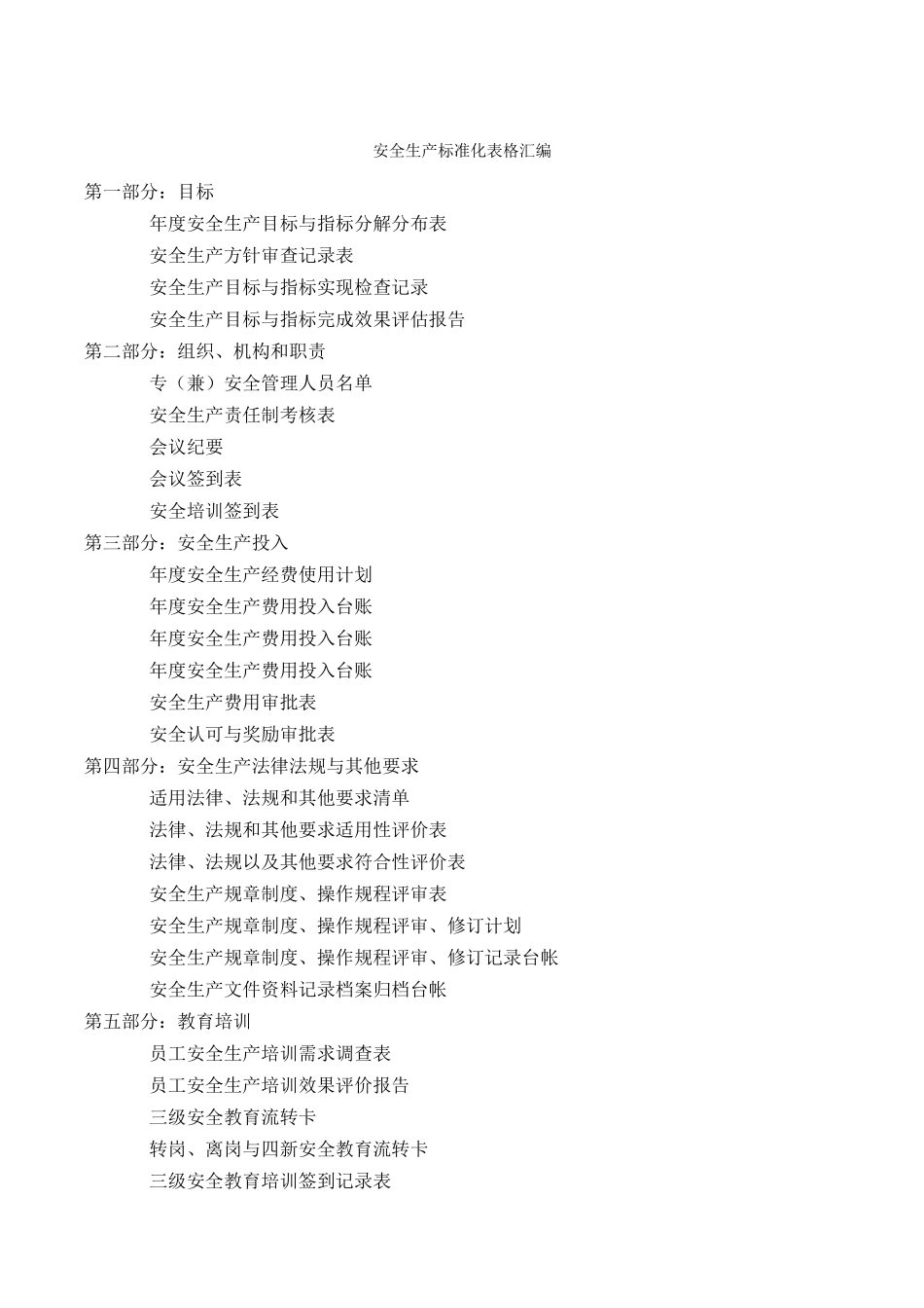 安全生产标准化表格汇编.doc_第1页