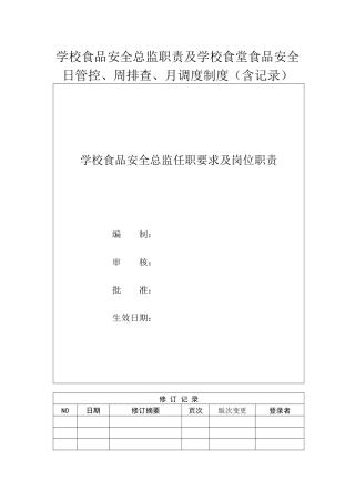 学校食品安全总监职责及学校食堂食品安全日管控、周排查、月调度制度（含记录）.docx