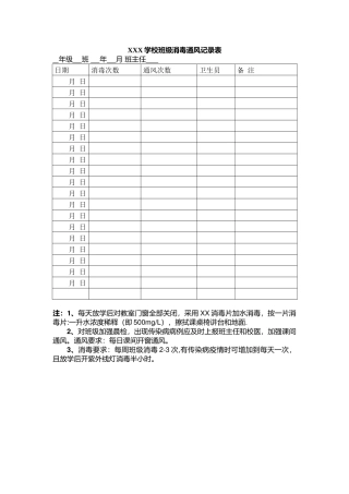 XXX学校班级消毒通风记录表.docx