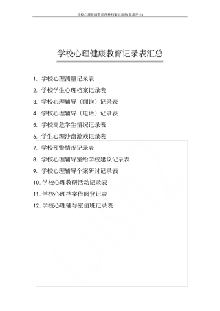 学校心理健康教育各种档案记录表(非常齐全).docx