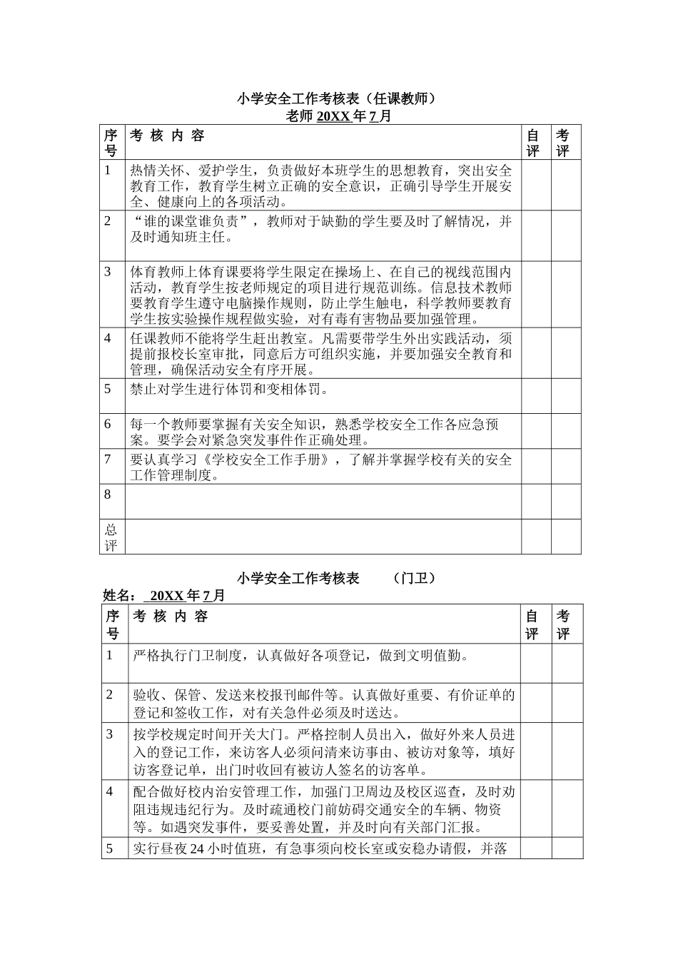 小学安全工作考核表(全).docx_第3页