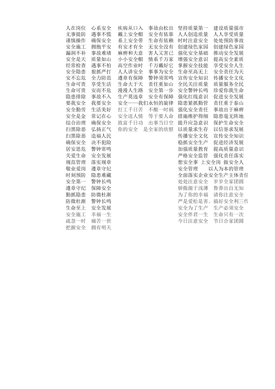 安全生产标语大全（6页）.xlsx_第2页