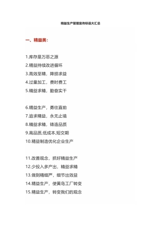 精益生产管理宣传标语大汇总.docx