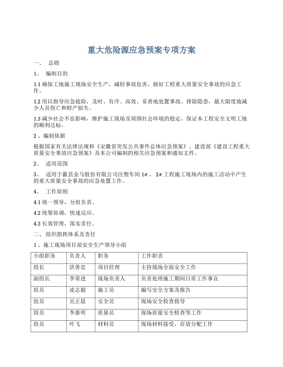 重大危险源应急预案专项方案.docx_第1页