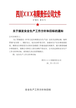 1.关于下达公司安全生产方针和总体安全生产目标的通知.doc