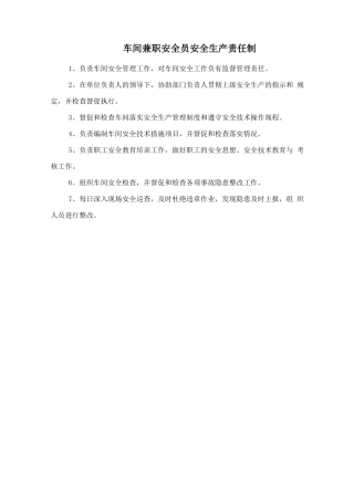 车间兼职安全员安全生产责任制.doc