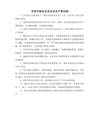 车间专职安全员安全生产责任制.doc