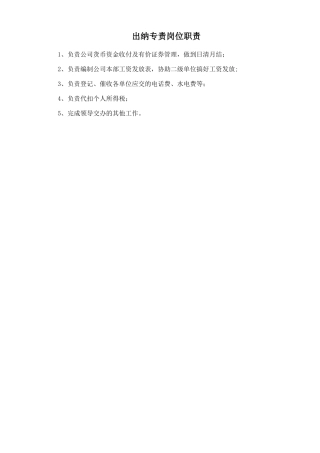 出纳专责岗位职责.doc