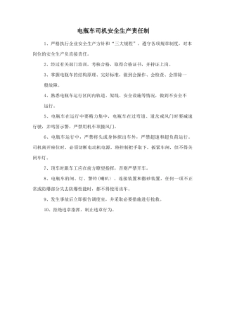 电瓶车司机安全生产责任制.doc