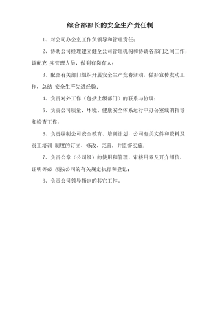 综合部部长的安全生产责任制.doc