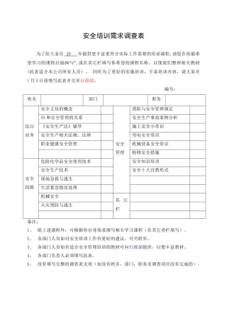 4.安全培训需求调查表.doc