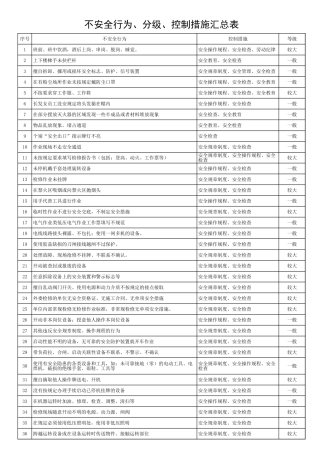 2.不安全行为、分级、控制措施汇总表.xls