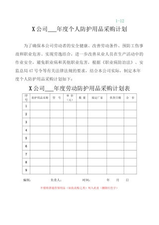 4.个人防护用品的采购计划与发放使用记录.doc