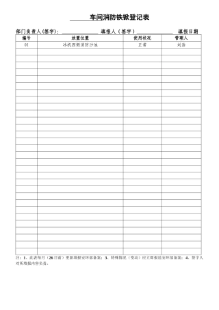 车间消防铁锨登记表（样表9）.doc