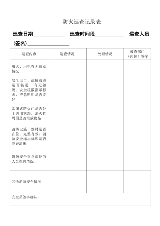 防火巡查记录表（样表23）.doc