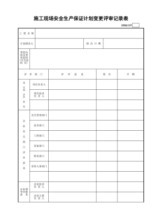 施工现场安全生产保证计划变更评审记录表GDAQ1107.xls