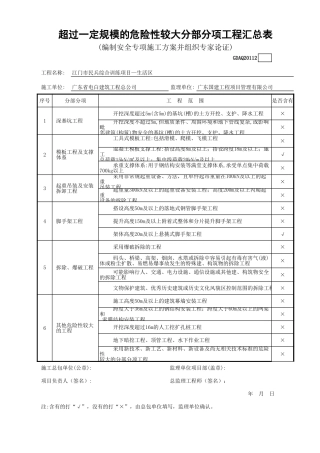 超过一定规模的危险性较大分部分项工程汇总表GDAQ20112.xls