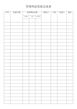 编号26 劳保用品发放表格及管理制度.doc