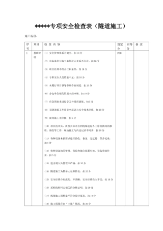 专项安全检查表（隧道施工）.docx
