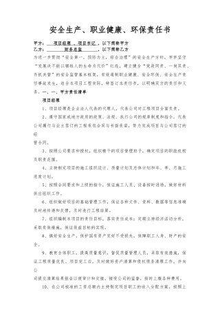 项目经理、书记与财务总监责任书（样本）.docx