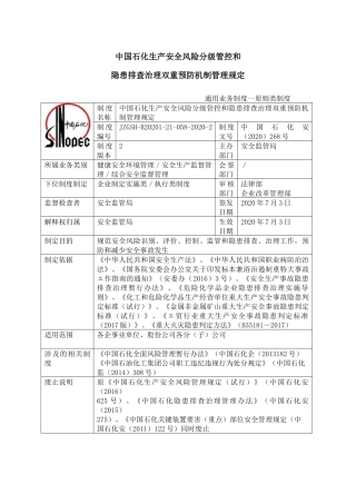 08-中国石化生产安全风险分级管控和名称隐患排查治理双重预防机制管理规定.docx