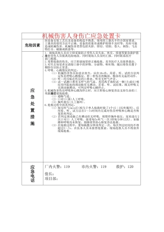 【处置卡模板】安全生产应急处置卡模板（机械伤害）.doc