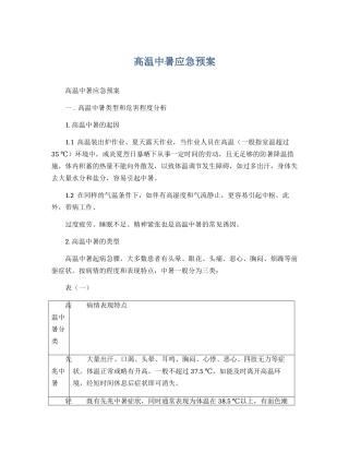 【方案】夏季高温中暑应急预案.docx