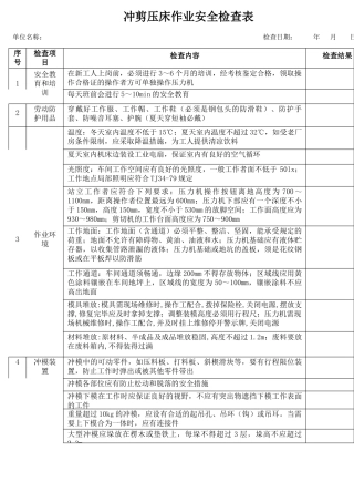 8冲剪压床作业安全检查表.docx