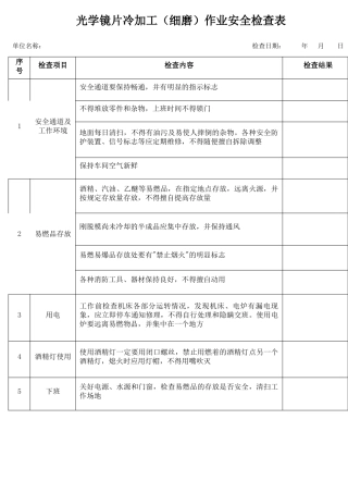 23光学镜片冷加工（细磨）作业安全检查表.docx