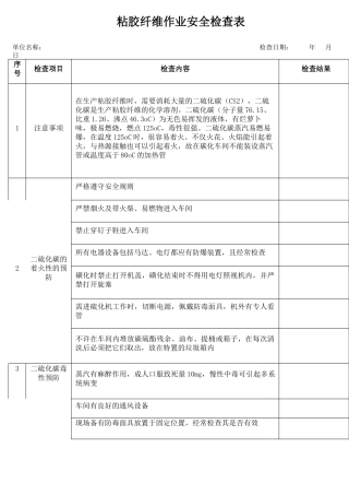 27粘胶纤维作业安全检查表.docx