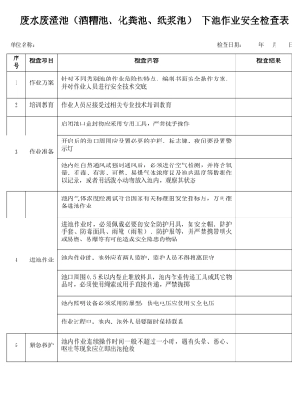 28废渣池（酒糟池、化粪池、纸浆池）下池作业安全检查表.docx