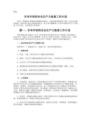 91.岁末年初的安全生产大检查工作计划.doc