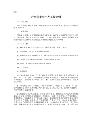 145.村全年安全生产工作计划.doc