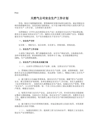 172.天然气公司安全生产工作计划.doc