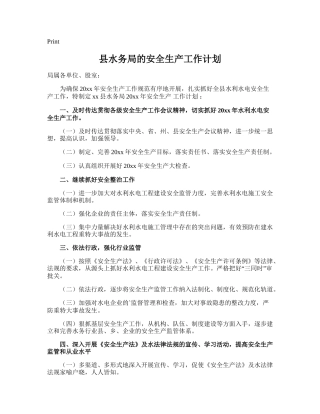 198.县水务局的安全生产工作计划.doc