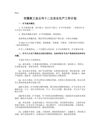 211.市煤炭工业公司十二五安全生产工作计划.doc