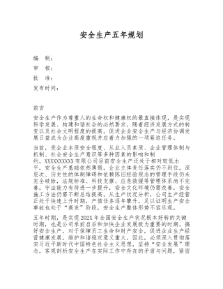 233. 安全生产中长期工作规划（五年规划）.docx